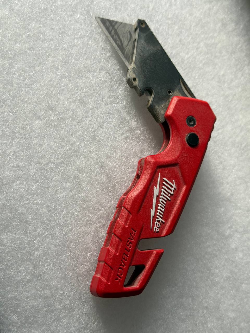 Milwaukee FASTBACK Folding Utility Knife open and ready to use